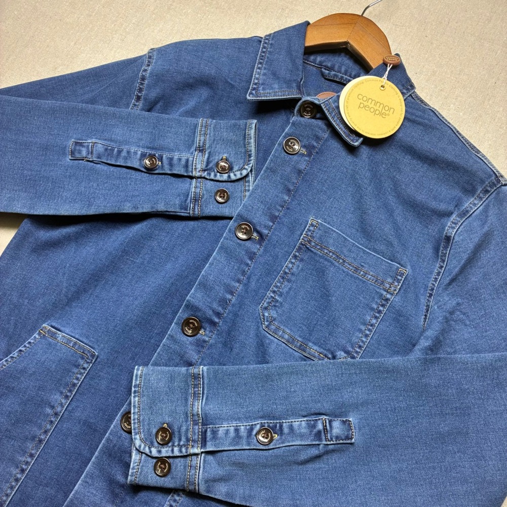 NWT Common People Wright Denim Chore Jacket Men's S Blue Workwear Shirt Coat